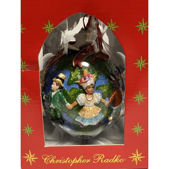 Vtg Y2K Collectible Christopher Radko Glass Ornament 5.5” United for Peace READ - Picture 7 of 10